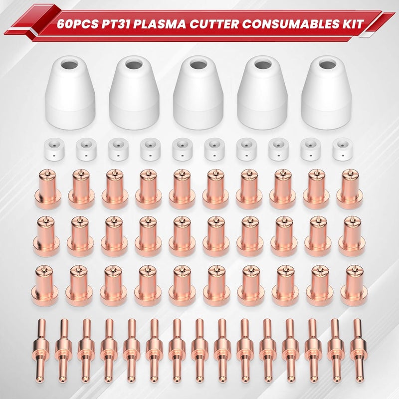 bestarc 60pcs PT31 Plasma Cutter Consumables Cutting Torch Tip Nozzles Fit for CUT55A with Plasma Cutter Torch PT31 LG40 JG40 - Image 5